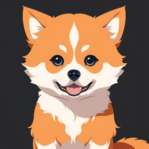 an anime style simple picture of a furry fuzzy cute adorable shiba puppy