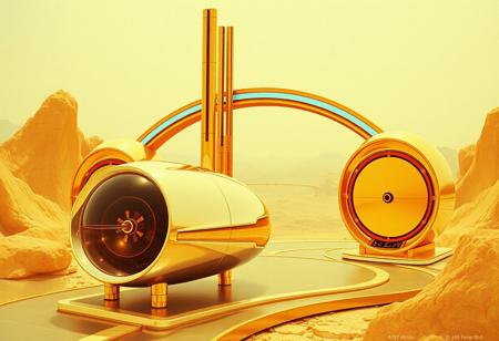 Avant-garde , gold and chrome , retro futurism 1970s