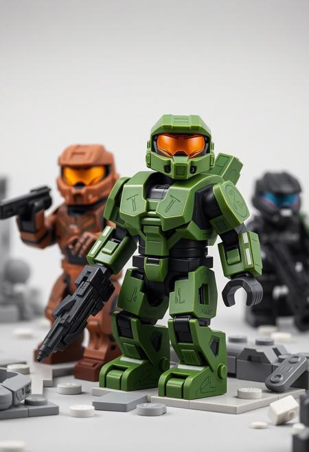 an image from halo videogame build with mega bloks characters and bloks