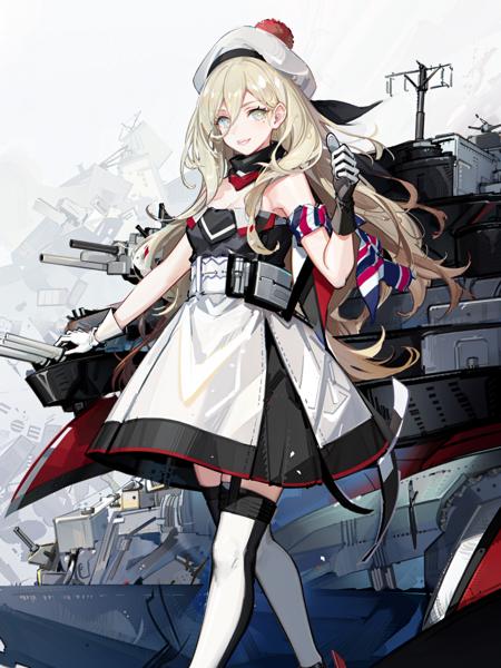 richelieu \(kancolle\), 1girl, mole, solo, hat, mole under eye, thighhighs, gloves, mole under mouth, beret, strapless dress, strapless, pom pom \(clothes\), full body, dress, scarf, machinery, multicolored clothes, white background, belt, turret, rigging, garter straps, white gloves, multicolored gloves, simple background, armband, multicolored scarf, looking at viewer, breasts, smile, original, intricate detail, illustration, masterpiece, extremely detailed CG unity 8k wallpaper, highlight, sharpening, dynamic, <lora:Richelieu:0.8>