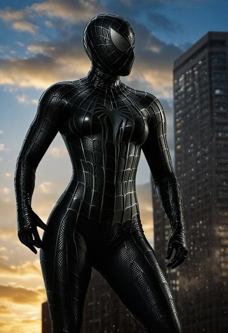 score_9, score_8_up, score_7_up, best quality, realistic, masterpiece, beautiful detail, hyperrealistic, afternoon sky, ((1girl, woman body, big breasts)), amazing detailed full body portrait of a beautiful girl, wearing a realistic and highly detailed black raimi spider-man suit, ((huge muscular girl)), ((wears black spiderman mask)), professional model wears ultra - detailed black raimi spider - man suit, ultra - detailed and grained black raimi spiderman suit, suit covered entire body and hand, black spiderman gloves, wet, (dancing), (full body), (dirty skin), octane render, highly detailed, volumetric, dramatic lighting, (highest quality:1.1), (HDR:1.3), (top quality, best quality), realistic, high definition,