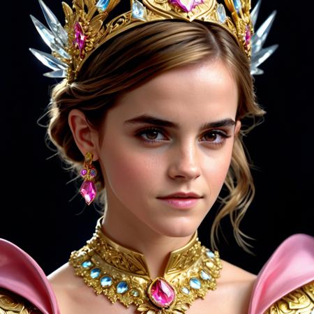 photo of emma watson, 1980s, beauty face, armor gold, hair pink, ((realism)), extremely high quality RAW photograph, ultra detailed photograph, sharp focus, high resolution, (detailed skin:1,3),high quality, film grain, Fujifilm XT3,Highly Detailed, movie, (Cinematic Photo:1.3) of (Realistic:1.3),(Disgusting:1.3) Photorealism, (Magical Photo:1.3) of (Realistic:1.3), Crystal Core, Bejeweled, ethereal, hyper detailed fantasy character, Dreamlike, Ethereal Fantasy, Realistic, Fiction, Full-HD, HD, 8K, Soft Lighting, Beautiful Lighting,Highly Detailed,Highly Detailed,(Photorealism:1.3)