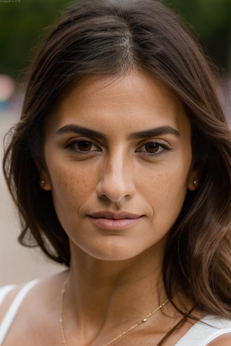 Realistic photo of a beautiful p3n3l0p3c-v2 woman,   1girl, solo, long hair, looking at viewer, simple background, brown hair, brown eyes, jewelry, upper body, parted lips, lips, ring, freckles, realistic, nose, soft lighting, professional Photography, Photorealistic, detailed, RAW, analog, sharp focus, 8k, HD, DSLR, high quality, Fujifilm XT3, film grain, award winning, masterpiece<lora:p3n3l0p3c-v2:1.0>