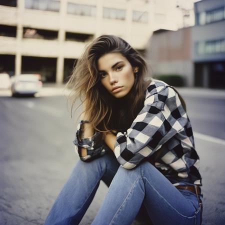 <lora:cindymello_xl_lora:1> cindymello analog film photo close up, beautiful woman posing, ripped jeans and checkered shirt, cute look, perfect eyes, faded film, desaturated, 35mm photo, grainy, vignette, vintage, Kodachrome, Lomography, stained, highly detailed, found footage, f1.2 50mm