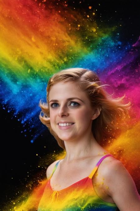 penny pax, rainbow splash, dark background <lora:pennyPax:1> <lora:colorSplash:1> . 35mm photograph, film, bokeh, professional, shot by birgit kleber, 4k, highly detailed