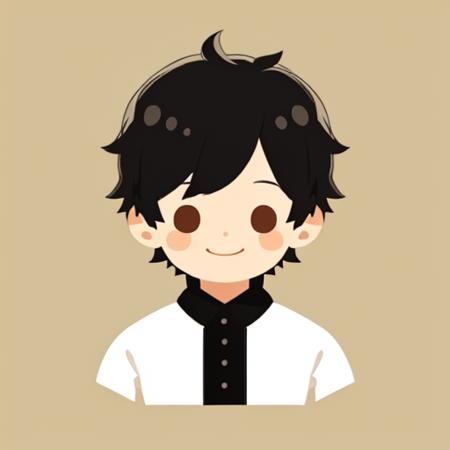 flat avatar, 1boy, solo, smile, head shot, simple background, black  hair,