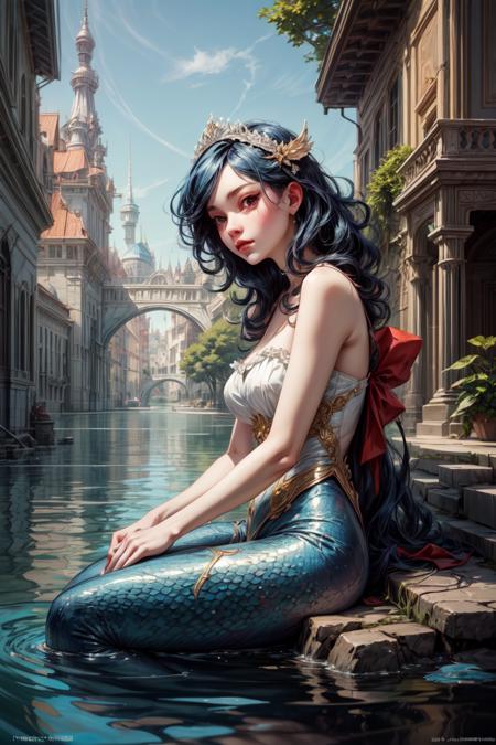 (masterpiece, best quality:1.4), (beautiful, aesthetic, perfect, delicate, intricate:1.2),(absurdres, highres, ultra detailed),1 solo, a mermaid sitting on the bottom of a body of water, detailed face, extremely detailed artgerm, belle delphine, trending on artstration, 2d game art, kinkade. award winning, inspired by Tracy Harris, nymphaea, trending on artstatioin, inspired by Gaston Bussire,<lora:add_detail:0.7>, <lyco:GPTS4 dreamwave full_478773:0.5> <lora:more_details:0.6>,<lyco:GoodHands-beta2:0.5>,