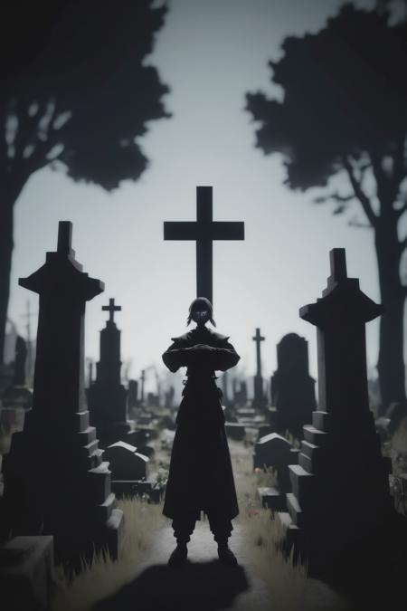 <lora:Moving Meditations:1>Moving Meditations - a person standing in front of a cemetery in a video game