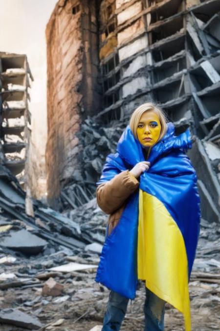 ukranian flag painted face tears