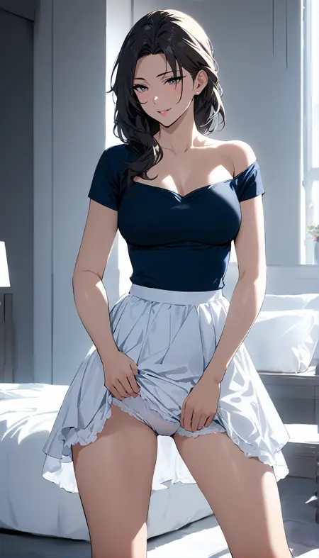 Own hands, skirt lift