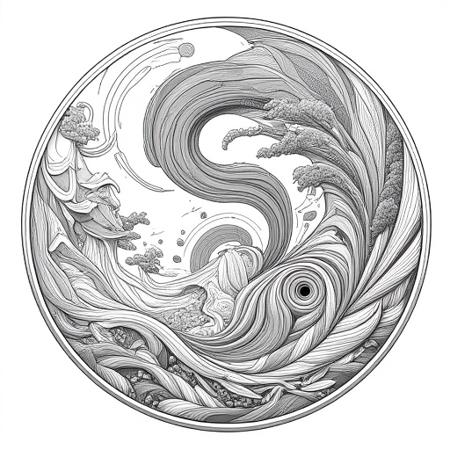 High Contrast Swirling Linework V1