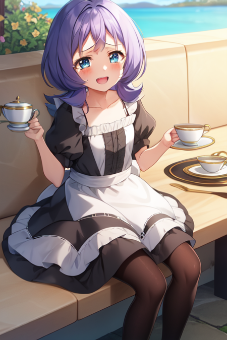 almiriabauduin, :d, cup, maid, collarbone, pantyhose, tears, teacup, outdoors