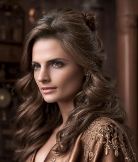 adult woman, long hair, braids, pony tail, portrait,  looking at viewer, solo, detailed background, steampunk clothes, cogs, steampunk theme, leather clothes,  dynamic pose,  castle walls in background, stanakatic,  <lyco:StanaKatic:1.0>, ((sharp face, detailed face, realistic face, naturtal skin, realistic skin, detailed skin, pores, detailed eyes,realistic eyes)),, (masterpiece, best quality, ultra-detailed, best shadow), high contrast, (best illumination), ((cinematic light)), colorful, hyper detail, dramatic light, intricate details, (1 girl, solo) , ultra detailed artistic photography, dreamy, backlit, shadows, ultra high definition, 8k, ultra sharp focus, ultra high quality model, soft lighting, film photography, analogue photography, hyperrealism,