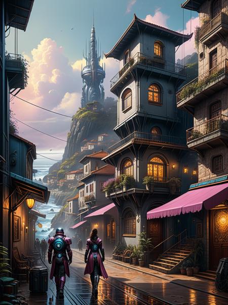 <lora:SS02ImpressionisticPainting_Hap_XL:1.7>,Thomas Kinkade style, <lora:add-detail-xl:0.1> Miranda & The Sentinels v.1 - Zonama Sekot, by Luis Duarte, Realistic Scetch Story Concept, Neo - Nazare traditional Dystopia, Sci-Fic Art, Mythpunk, Cyberpunk, Dark Influence, NijiExpress 3D v3, Kinetic Art, Datanoshing, Oilpainting, Ink v3, Splash style, Abstract Art, Abstract Tech, CyberTech, Futuristic, Epic style, Illustrated v3, Deco Influence, AirBrush style, drawing, Geo2099 style, Mixpnk, Nanopunk, Metalic Effect