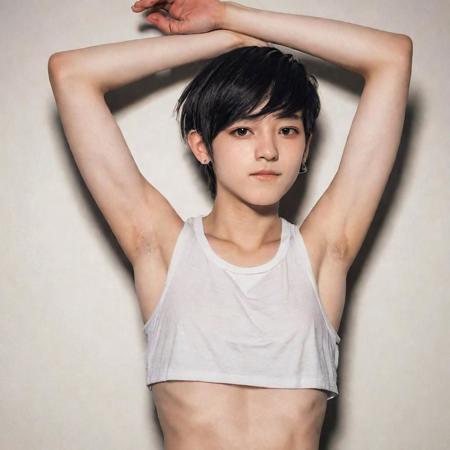 androgynous, arms_behind_head, armpits, presenting_armpits, tomboy