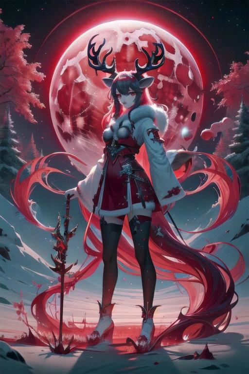 Red Moon Reindeer (Style/Concept) LoRA image by Faeia