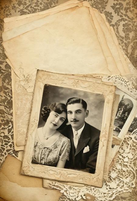 Couple in love, 
vintage photographs with pale vintage backgrounds, 
realistic, 
high resolution