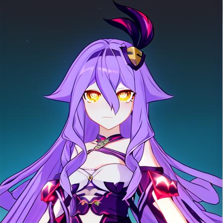 sirin, yellow eyes, x shaped pupils, long hair, purple hair, hair flaps,