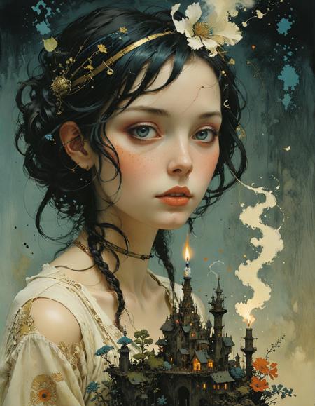 (by Sergio Toppi and by Jessie Willcox Smith:1.5), enchanting, circuit, incense, plasma, scroll, evolving, hybridize, dreamy, lucid, conjure