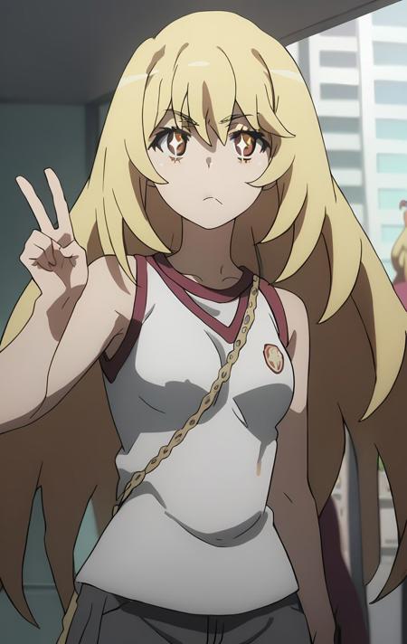 shokuhou misaki,star-shaped pupils,blonde hair,long hair