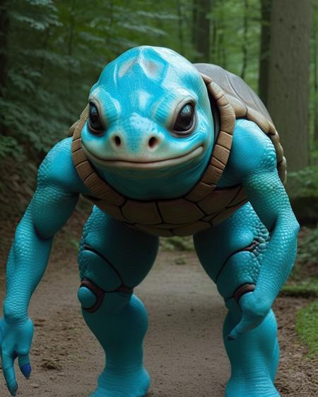 a realistic humanoid mutant ninja squirtle turtle