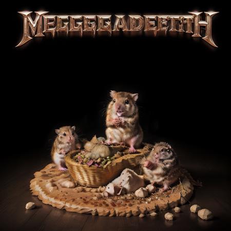 megadeth-album-cover featuring a hamster eating the skull of a rat, orange and purple accent, withLora(n47-v1-megadeth-album-cover,0.5) withLora(_add_detail,0.75)