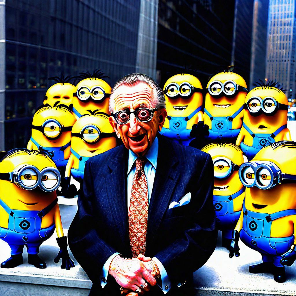 Larry Silverstein with Despicable Me minions at the  World Trade Center