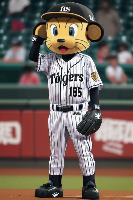 masterpiece, best quality, ultra-detailed, illustration,
tolucky, mascot, sportswear, baseball uniform, gloves, helmet, baseball cap, striped, blurry background, clothes writing, blurry, stadium, baseball, standing, baseball mitt, belt,
 <lora:tolucky_V2_1.0_MID2_ResizeDIM8:1>