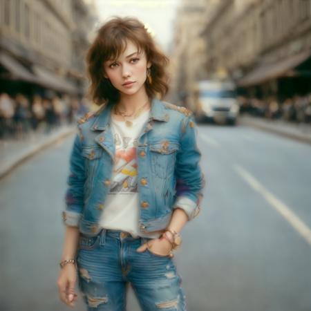 olgak,  (add_detail:1.5),  Polaroid, riding skateboard, emo, outside, sidewalk, busy street,  ripped jeans, vans, leather jacket, (woman, 30 year old), in pain,  (masterpiece, highest quality), 8K UHD, (hand drawn, digital painting, concept art, dreamy, extremely detailed)