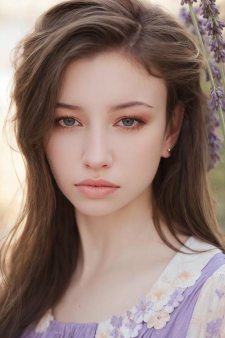 headshot, lavender floral sundress, soft colors, bokeh, masterpiece, high quality, (high detailed skin:1.1)
 <lora:katelyn_nacon_lora_v01:1> k8nacon