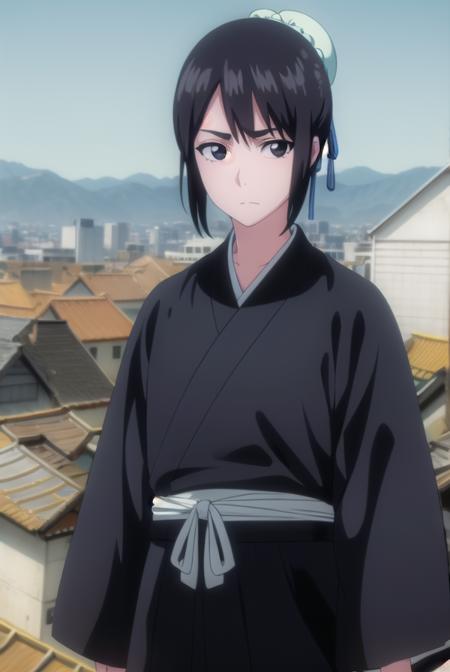 momohinamori, <lora:momohinamoriv2-lora-nochekaiser:1>,
momo hinamori, black hair, hair bun, single hair bun, bun cover, short hair, (black eyes:1.5),
BREAK long sleeves, japanese clothes, kimono, haori, black kimono, hakama, black hakama,
BREAK outdoors,
BREAK looking at viewer, (cowboy shot:1.5),
BREAK <lyco:GoodHands-beta2:1>, (masterpiece:1.2), best quality, high resolution, unity 8k wallpaper, (illustration:0.8), (beautiful detailed eyes:1.6), extremely detailed face, perfect lighting, extremely detailed CG, (perfect hands, perfect anatomy),