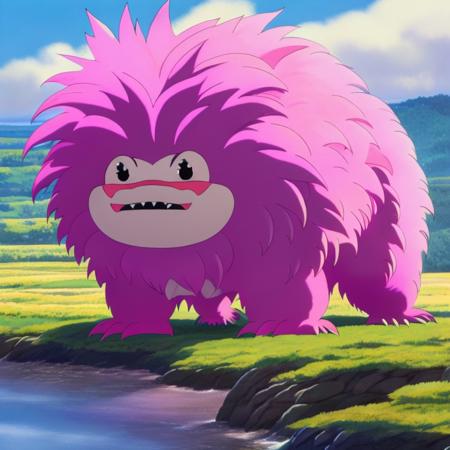 A pink fluffy monster, StdGBRedmAF, Studio Ghibli
<lora:StdGBRedmAF21Config4WithTEV2:1>