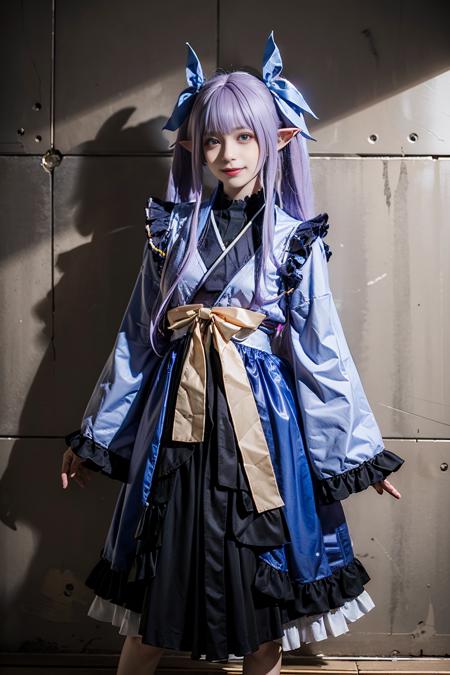kyouka cosplay costume cosplay purple hair twintails pointy ears bow tabi skirt frills frills sleeves wide sleeves
