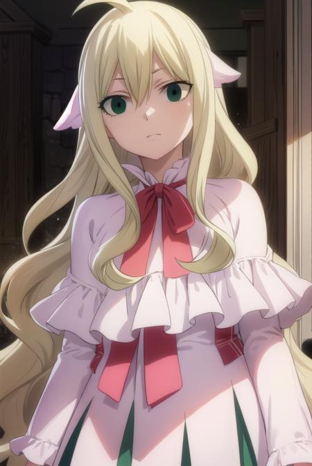 mavis, <lyco:mavisv2-lyco-nochekaiser:1>, 
mavis, long hair, blonde hair, (green eyes:1.5), ahoge, wavy hair, animal ears,
BREAK dress, white dress, collar, ribbon, red ribbon, capelet, long sleeves, 
BREAK looking at viewer, 
BREAK indoors,
BREAK <lyco:GoodHands-beta2:1>, (masterpiece:1.2), best quality, high resolution, unity 8k wallpaper, (illustration:0.8), (beautiful detailed eyes:1.6), extremely detailed face, perfect lighting, extremely detailed CG, (perfect hands, perfect anatomy),