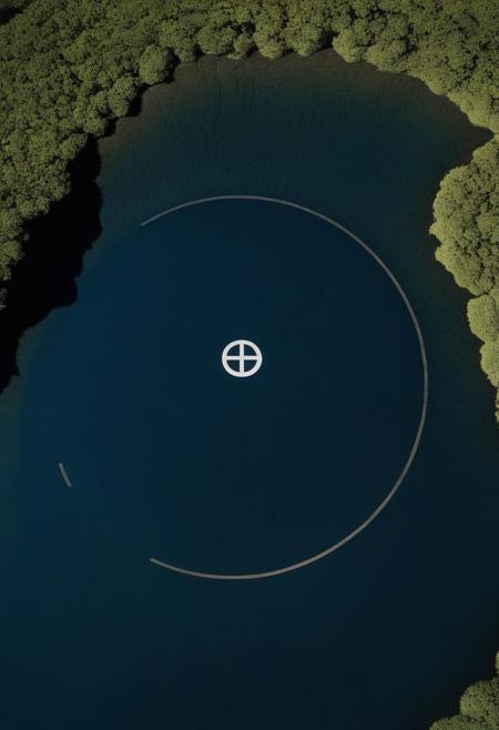 A stately pleasure-dome decree:
Where Alph, the sacred river, ran
Through caverns measureless to man
   Down to a sunless sea.
So twice five miles of fertile ground
With walls and towers were girdled round;
I center: a big black circle in bold lines intersected by a thick X, 3s symbol,
Photographer Reuben Wu Style