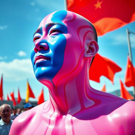 by Fang Lijun, Felipe Pantone, male nude, Chinese revolution, parade