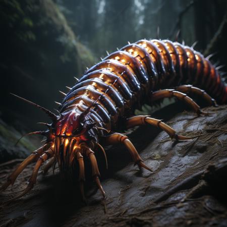 highly detailed documentary photo of giant centipede:1.3,

blurry, realistic, spikes, black body,

masterpiece, best quality:1.1, 

ultra photoreal, photorealistic:1.0, sharp focus:1.1, 
depth of field:1.1, 

50mm, style of Nathan Wirth, Hasselblad X1D II, Porta 160,
