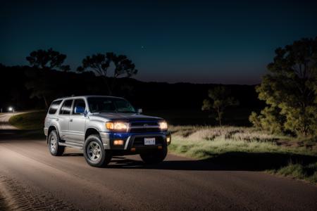 4RUNNER2 in road,night, photorealistic, shot by Sony a7iii <lora:4RUNNER2:0.8>