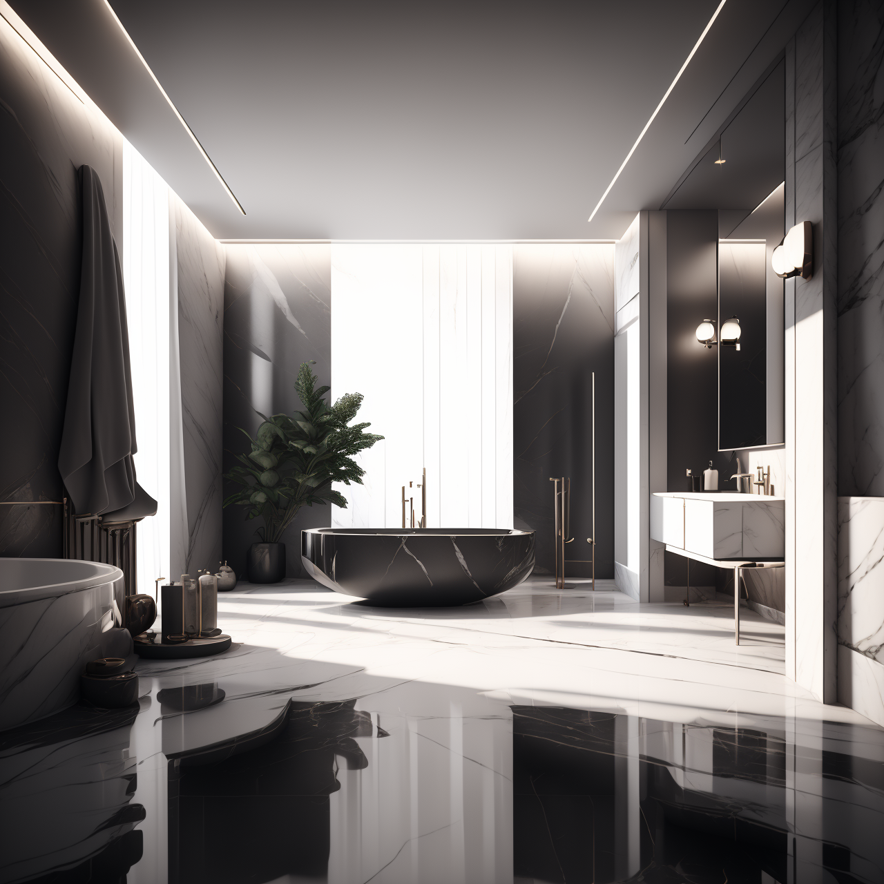 (masterpiece),(high quality), best quality, real,(realistic), super detailed, (full detail),(4k),8k,interior,bathroom,blue...