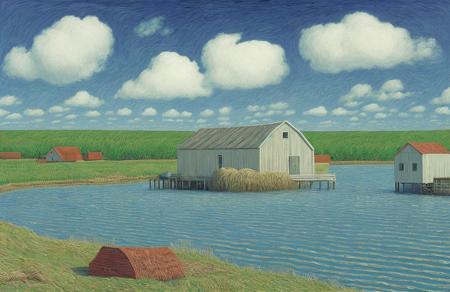 style of Henry Moret, clump ,farm ,boscage , Atoll , scenery,scene painting,a painting,