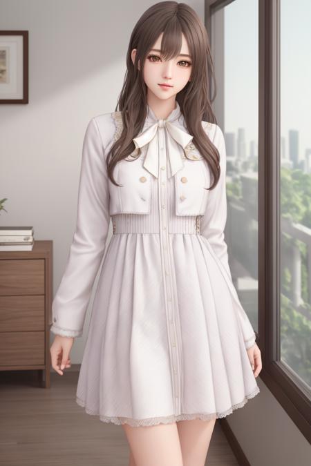 <lora:2023costume:0.75>, masterpiece,(realistic), highly detailed CG unified 8K wallpapers, (HQ skin:1.2),8k uhd, dslr, high quality, ((1girl, idol girl, dress, indoor)), dark eyes, beautiful and detailed eyes, (real skin), beautiful skin, attractive, ultra-high resolution, ultra-realistic,high-definition