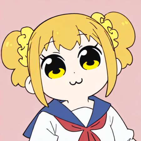 pop team epic popuko, short hair, skirt, shirt, hair ornament, long sleeves, twintails, school uniform, yellow eyes, white shirt, sidelocks, shoes, serafuku, socks, sailor collar, orange hair, two side up, blue skirt, neckerchief, brown footwear, scrunchie, short twintails, white socks, blue sailor collar, red neckerchief, hair scrunchie, yellow scrunchie pipimi, long hair, blue eyes, skirt, shirt, bow, school uniform, blue hair, white shirt, hair bow, sidelocks, shoes, serafuku, socks, blunt bangs, sailor collar, red bow, blue skirt, neckerchief, brown footwear, blue sailor collar