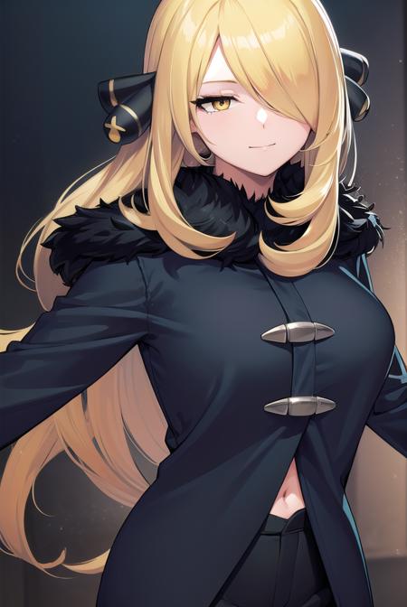 pokemoncynthia, <lyco:pokemoncynthia-lyco-nochekaiser:1>,
pokemoncynthia, blonde hair, hair ornament, (hair over one eye:1.5), long hair, (yellow eyes:1.5), <lora:sensualface_type1:1>, smile,
BREAK black coat, black pants, black shirt, coat, fur collar, fur trim, fur-trimmed sleeves, pants, shirt,
BREAK looking at viewer, upper body, full body, (cowboy shot:1.5),
BREAK outdoors, nature, sky,
BREAK <lyco:GoodHands-beta2:1>, (masterpiece:1.2), best quality, high resolution, unity 8k wallpaper, (illustration:0.8), (beautiful detailed eyes:1.6), extremely detailed face, perfect lighting, extremely detailed CG, (perfect hands, perfect anatomy),