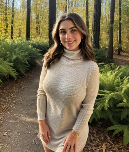 colleen, breast, nature, smile, Light dress, Turtleneck, Intricate details