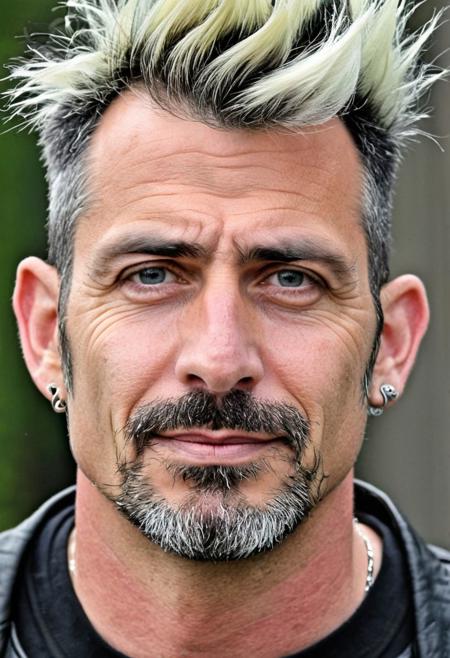 man, male, face shot, 42 years old, looking at viewer, handsome, beautiful, attractive, eyebrow's ring piercing, punk hair