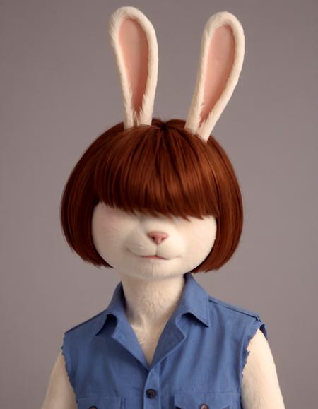 mollymac 1girl animal ears rabbit ears furry hair over eyes short hair furry female