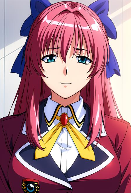 Simple White Background,
uniform with a yellow tie,red jacket,long sleeves,buttons, collared shirt,
<lora:Akari_Mizuno_Houkago-KK77-V1:0.7>,
pink hair,green eyes, Bangs,long hair, (Blue_Hair_ribbon:1.5), 
<lora:Mariana_Luciano_NON_VIRGIN-KK77-V1:0.3>,<lora:more_details:0.1>,
1 girl, 20yo,Young female,Beautiful Finger,Beautiful long legs,Beautiful body,Beautiful Nose,Beautiful character design, perfect eyes, perfect face,expressive eyes,perfect balance,
looking at viewer,(Focus on her face),closed mouth, (innocent_big_eyes:1.0),Light_Smile,
official art,extremely detailed CG unity 8k wallpaper, perfect lighting,Colorful, Bright_Front_face_Lighting,shiny skin, 
(masterpiece:1.0),(best_quality:1.0), ultra high res,4K,ultra-detailed,
photography, 8K, HDR, highres, absurdres:1.2, Kodak portra 400, film grain, blurry background, bokeh:1.2, lens flare, (vibrant_color:1.2),professional photograph, 
(Beautiful,large_Breasts:1.4), (beautiful_face:1.5),(narrow_waist),