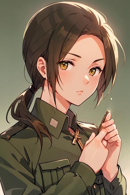 ultra detailed, sharp focus, best quality, masterpiece, <lora:NSChinaHetalia:1> NSChinaHetalia, brown hair, low ponytail, green military uniform, male focus, best quality, dynamic lighting, masterpiece, intricate details