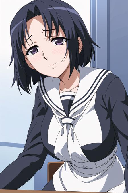 Simple White Background,
sailor outfit,neckerchief,long sleeves, school uniform, serafuku,
<lora:Chiyo_SwingOutSisters-KK77-V1:0.7>,
black hair,parted bangs, purple eyes, short hair,
<lora:Mariana_Luciano_NON_VIRGIN-KK77-V1:0.3>,<lora:more_details:0.1>,
1 girl, 20yo,Young female,Beautiful Finger,Beautiful long legs,Beautiful body,Beautiful Nose,Beautiful character design, perfect eyes, perfect face,expressive eyes,perfect balance,
looking at viewer,(Focus on her face),closed mouth, (innocent_big_eyes:1.0),Light_Smile,
official art,extremely detailed CG unity 8k wallpaper, perfect lighting,Colorful, Bright_Front_face_Lighting,shiny skin, 
(masterpiece:1.0),(best_quality:1.0), ultra high res,4K,ultra-detailed,
photography, 8K, HDR, highres, absurdres:1.2, Kodak portra 400, film grain, blurry background, bokeh:1.2, lens flare, (vibrant_color:1.2),professional photograph, 
(Beautiful,large_Breasts:1.4), (beautiful_face:1.5),(narrow_waist),