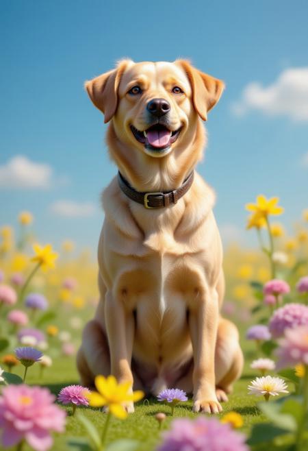 A dog sits proudly in a field of flowers, but its fur is morphing into glossy, plastic-like reflections, as if it were a CGI rendering instead of a real animal. Its tail is morphing into a stretched-out, glitching texture of a completely different dog’s tail, copied and pasted at the wrong angle. The flowers surrounding it are morphing into identical clones of the same flower, clearly duplicated and placed with no variation. The sky above is morphing into an unnatural, perfectly gradient-blue background, making it look like the whole image was edited onto a fake setting. The dog’s collar is morphing into a visible Photoshop selection outline, with jagged edges that don’t blend properly into the fur.
,pinkhidreamfantasy, aidmamjv7